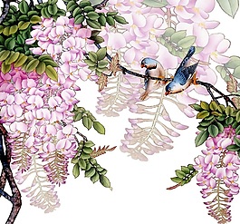 花鸟画瓷砖背景墙