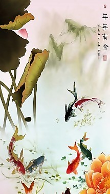 瓷砖高清背景墙年年有余