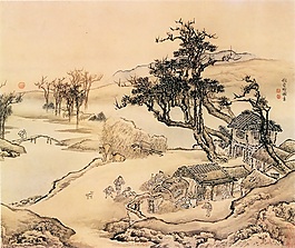 背景墙装饰画山水人物图