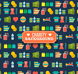 彩色慈善元素无缝背景矢量图
