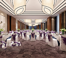 高端大气酒店礼堂模型下载