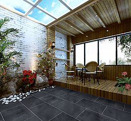 酒店一角休息区3D模型