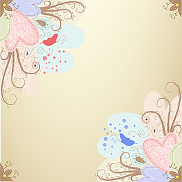 手绘简约花朵米色背景