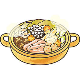 手绘食物砂锅元素素材