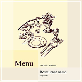 手绘西餐厅菜单矢量素材