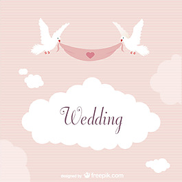 幸福白鸽卡通结婚邀请函矢量素材