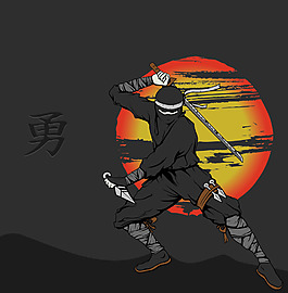日式勇士矢量素材