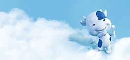 小清新卡通龙banner背景