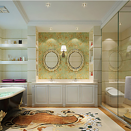 欧式大面积卫生间洗漱台装修效果图