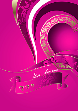 粉色飘带上的花纹背景素材