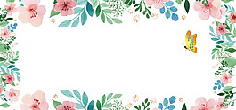 春季手绘花朵淘宝全屏banner背景