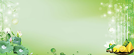 绿色夏季荷花淘宝全屏banner背景