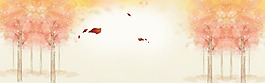 水墨秋天落叶淘宝全屏banner背景