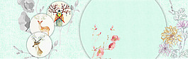 绿色水墨花朵淘宝全屏banner背景