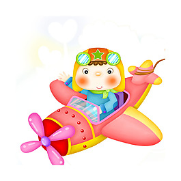 手绘卡通飞机元素