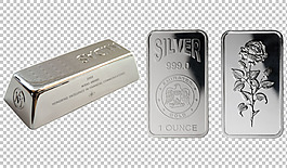 三块银砖银器免抠png透明图层素材