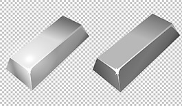 手绘漂亮银砖银器免抠png透明图层素材