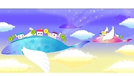 紫色梦幻手绘风景