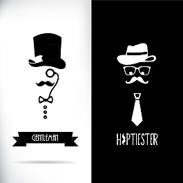 绅士造型黑色矢量素材