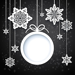 黑色底纹圣诞节雪花装饰背景矢量