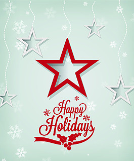 红色五角星经典圣诞节贺卡矢量素材