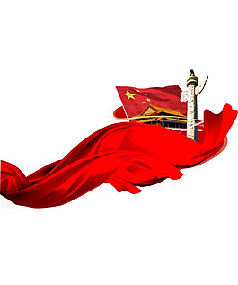 国庆华表国旗丝带素材图片