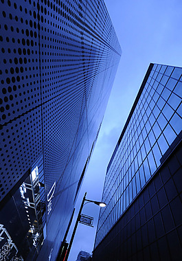 蓝色建筑城市H5背景素材