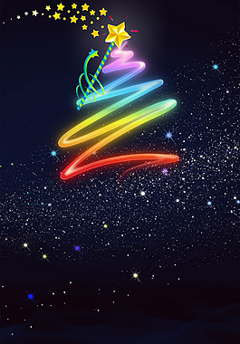 彩色丝带五角星和背景素材