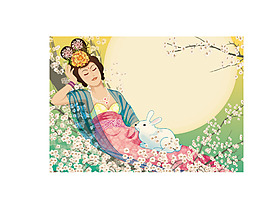 矢量中秋节月亮玉兔嫦娥