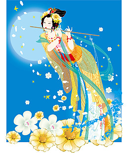 矢量中秋节月亮玉兔嫦娥