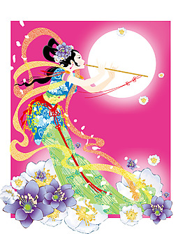 矢量中秋节月亮玉兔嫦娥