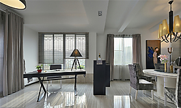 极简大户型公寓客厅室内家装效果图