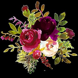 水墨花朵装饰素材