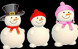 透明免扣红色雪人素材