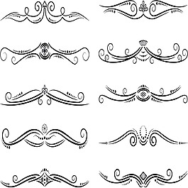 复古典雅线条花纹分割线矢量