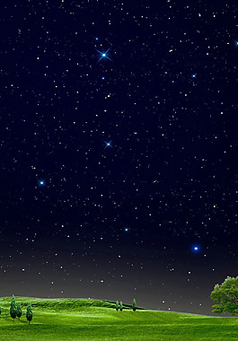 夜空绿色草地H5背景素材