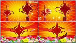 喜庆中国风中国结花朵民歌舞背景视频素材