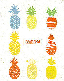 彩色手绘菠萝图案