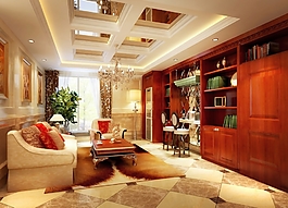 豪华客厅吊灯装修效果图