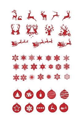 红色圣诞节工具剪影素材下载