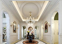 奢华精美欧式风格大厅玄关白色吊顶效果图设计