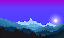 扁平化渐变山峰矢量素材背景