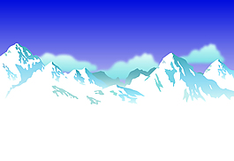 卡通扁平渐变雪山山峰矢量素材背景