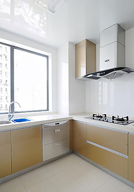 简单厨房白色瓷砖贴图装修效果图