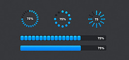 蓝色圆形矩形进度条设计