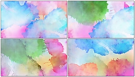 七彩水彩动态高清视频素材