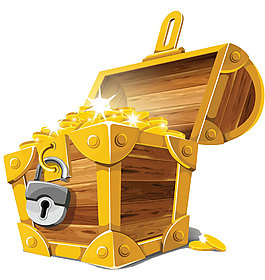 手绘宝箱财富元素