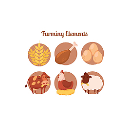6款卡通农场元素矢量素材