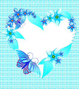 蓝色小花朵蝴蝶唯美清新海报背景