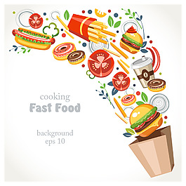 时尚快餐汉堡插画